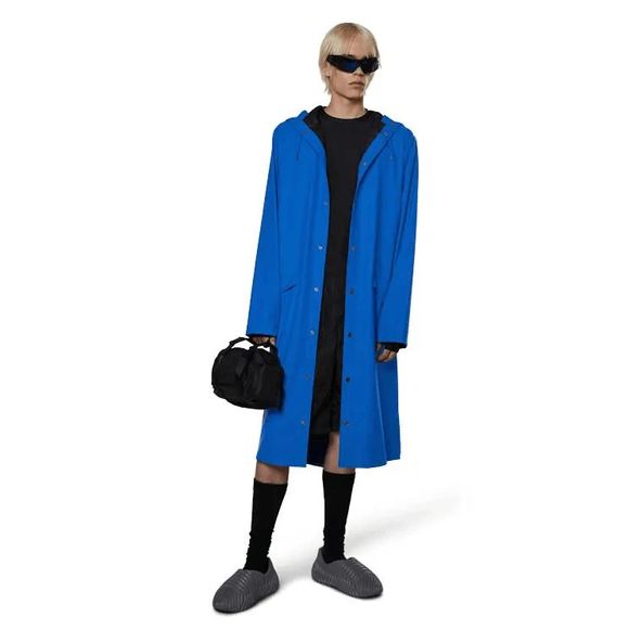 Rains Men's Vibrant Blue Hooded Raincoat - Picture 1 of 5